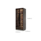 Modern Glass Hinged Doors Wardrobe Armoire Wood Frame Wardrobe with Shelves without Light