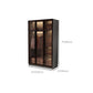 Modern Glass Hinged Doors Wardrobe Armoire Wood Frame Wardrobe with Shelves without Light