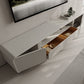 Grijze houten mediaconsole Moderne tv-console met open opbergruimte