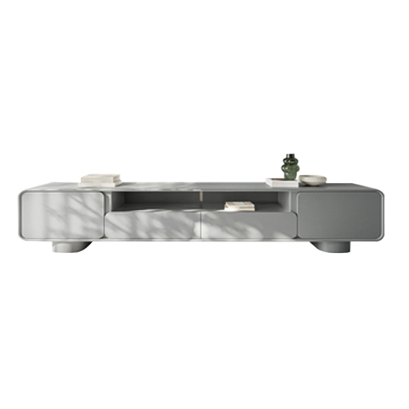 Grijze houten mediaconsole Moderne tv-console met open opbergruimte