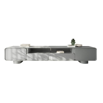 Grijze houten mediaconsole Moderne tv-console met open opbergruimte