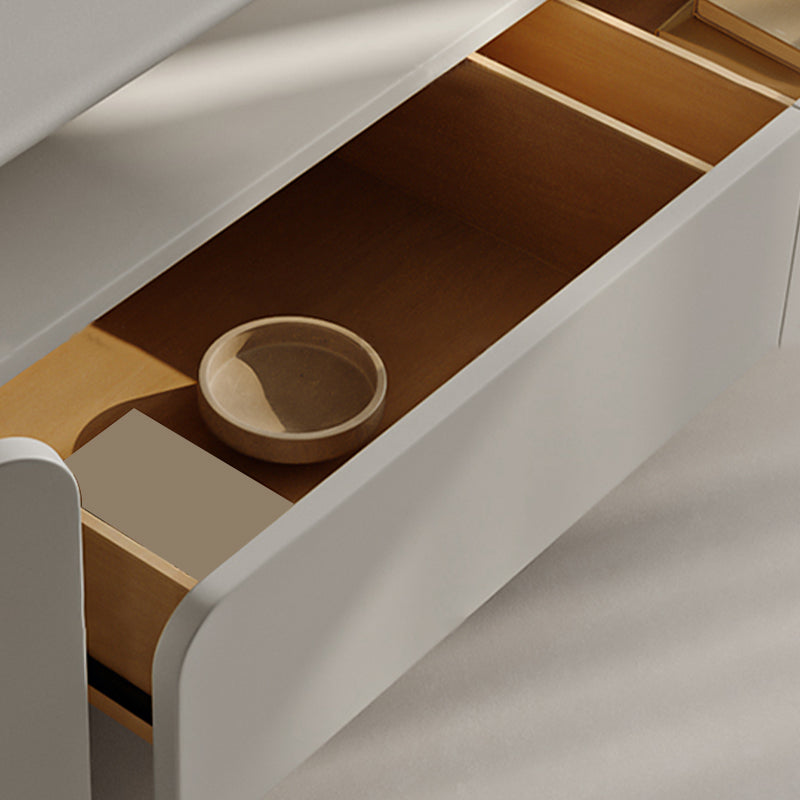 Grijze houten mediaconsole Moderne tv-console met open opbergruimte