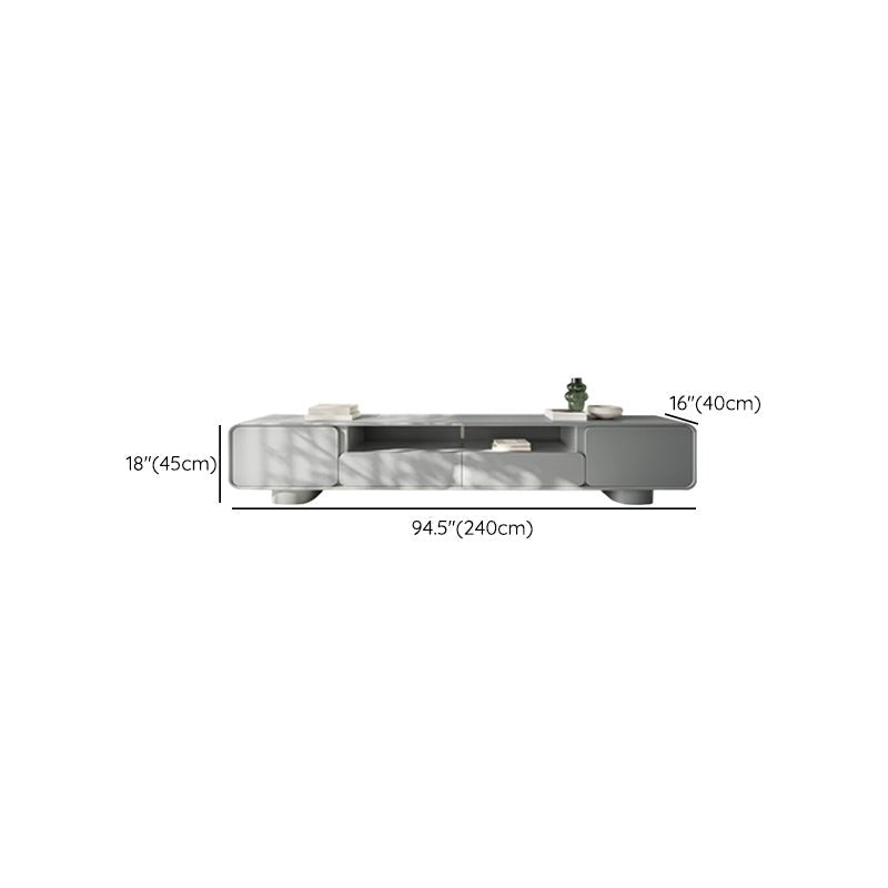 Grijze houten mediaconsole Moderne tv-console met open opbergruimte