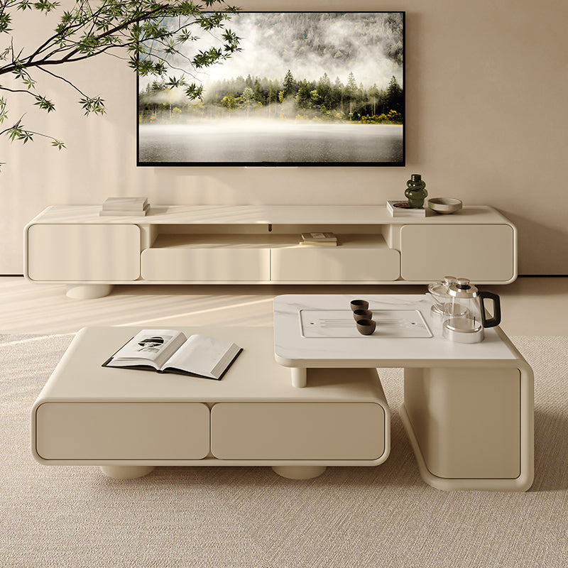 Engineered Wood Contemporary TV Console Beige Open Storage Media Console Clearhalo 'furn' 'furn_tv_stands_entertainment_centers' 'Furniture' 'Living Room Furniture' 'TV Stands & Entertainment Centers' 'TV Stands & Media Storage Furniture' 'tv_stands_entertainment_centers' 6943677