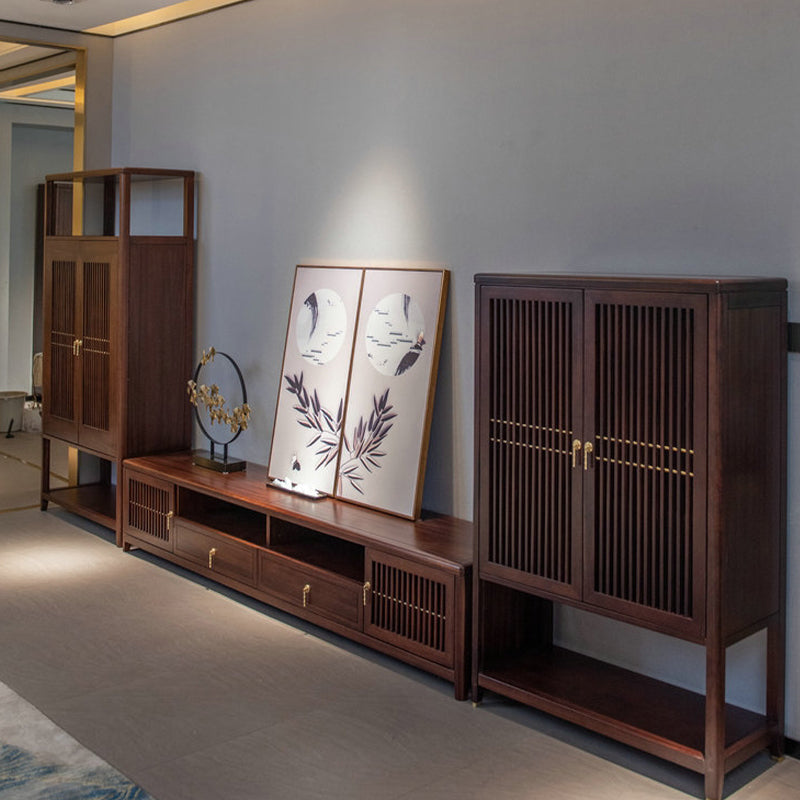 Wood Media Console Open Storage Contemporary TV Console with Doors Clearhalo 'furn' 'furn_tv_stands_entertainment_centers' 'Furniture' 'Living Room Furniture' 'TV Stands & Entertainment Centers' 'TV Stands & Media Storage Furniture' 'tv_stands_entertainment_centers' 6943686