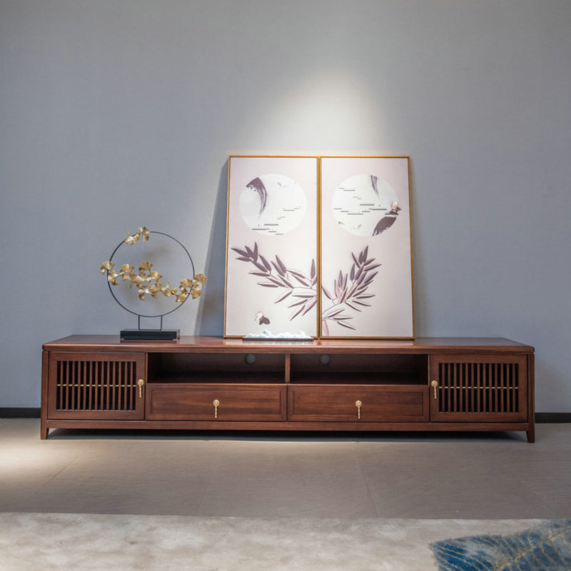 Wood Media Console Open Storage Contemporary TV Console with Doors 79"L x 17"W x 20"H Clearhalo 'furn' 'furn_tv_stands_entertainment_centers' 'Furniture' 'Living Room Furniture' 'TV Stands & Entertainment Centers' 'TV Stands & Media Storage Furniture' 'tv_stands_entertainment_centers' 6943688