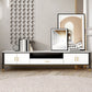 Contemporary Stone TV Console White Open Storage Media Console Clearhalo 'furn' 'furn_tv_stands_entertainment_centers' 'Furniture' 'Living Room Furniture' 'TV Stands & Entertainment Centers' 'TV Stands & Media Storage Furniture' 'tv_stands_entertainment_centers' 6943702