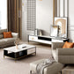 Contemporary Stone TV Console White Open Storage Media Console Clearhalo 'furn' 'furn_tv_stands_entertainment_centers' 'Furniture' 'Living Room Furniture' 'TV Stands & Entertainment Centers' 'TV Stands & Media Storage Furniture' 'tv_stands_entertainment_centers' 6943704