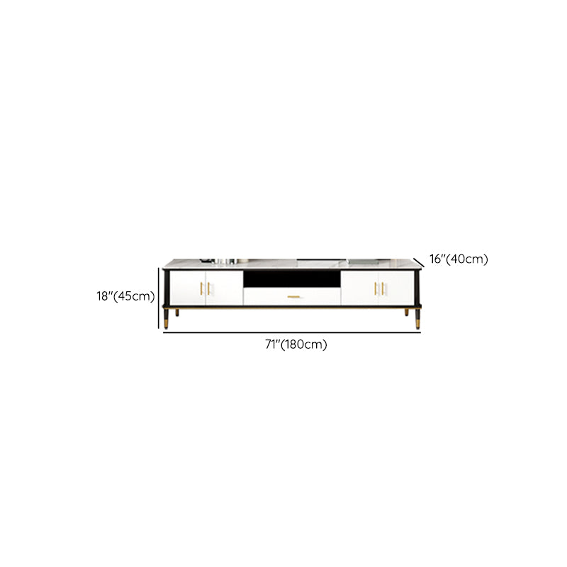 Contemporary Stone TV Console White Open Storage Media Console Clearhalo 'furn' 'furn_tv_stands_entertainment_centers' 'Furniture' 'Living Room Furniture' 'TV Stands & Entertainment Centers' 'TV Stands & Media Storage Furniture' 'tv_stands_entertainment_centers' 6943712
