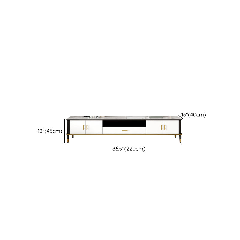 Contemporary Stone TV Console White Open Storage Media Console Clearhalo 'furn' 'furn_tv_stands_entertainment_centers' 'Furniture' 'Living Room Furniture' 'TV Stands & Entertainment Centers' 'TV Stands & Media Storage Furniture' 'tv_stands_entertainment_centers' 6943714