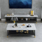 Contemporary Stone TV Console 1 Shelf Gray Media Console with Splayed Wooden Legs Clearhalo 'furn' 'furn_tv_stands_entertainment_centers' 'Furniture' 'Living Room Furniture' 'TV Stands & Entertainment Centers' 'TV Stands & Media Storage Furniture' 'tv_stands_entertainment_centers' 6943716