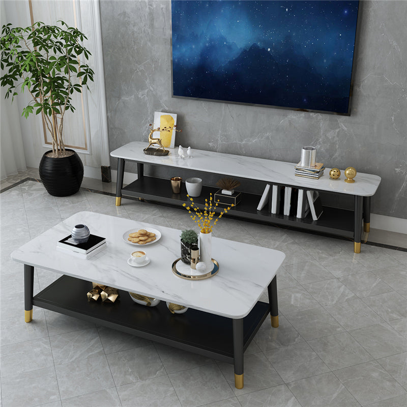 Contemporary Stone TV Console 1 Shelf Gray Media Console with Splayed Wooden Legs Clearhalo 'furn' 'furn_tv_stands_entertainment_centers' 'Furniture' 'Living Room Furniture' 'TV Stands & Entertainment Centers' 'TV Stands & Media Storage Furniture' 'tv_stands_entertainment_centers' 6943717