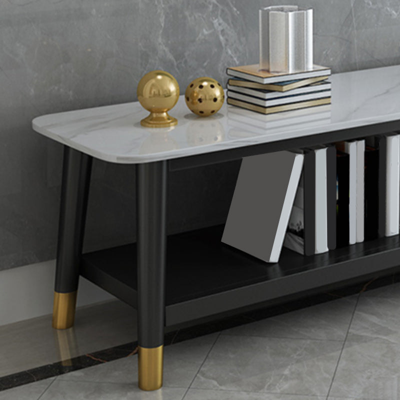 Contemporary Stone TV Console 1 Shelf Gray Media Console with Splayed Wooden Legs Clearhalo 'furn' 'furn_tv_stands_entertainment_centers' 'Furniture' 'Living Room Furniture' 'TV Stands & Entertainment Centers' 'TV Stands & Media Storage Furniture' 'tv_stands_entertainment_centers' 6943721
