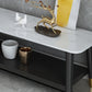Contemporary Stone TV Console 1 Shelf Gray Media Console with Splayed Wooden Legs Clearhalo 'furn' 'furn_tv_stands_entertainment_centers' 'Furniture' 'Living Room Furniture' 'TV Stands & Entertainment Centers' 'TV Stands & Media Storage Furniture' 'tv_stands_entertainment_centers' 6943722