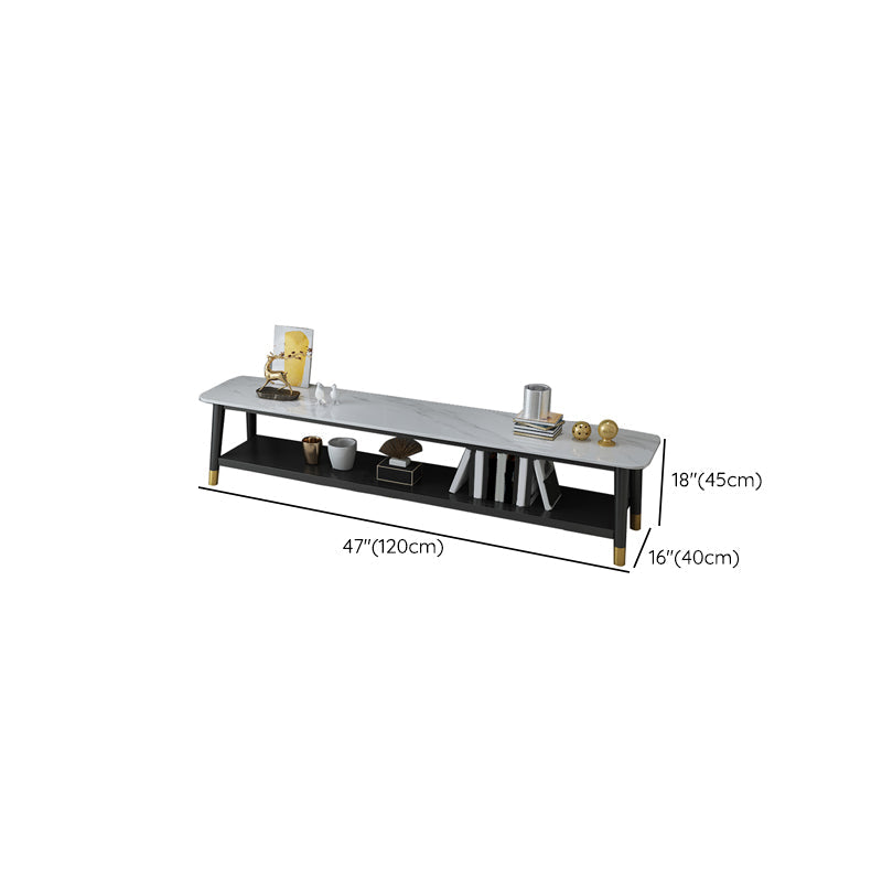 Contemporary Stone TV Console 1 Shelf Gray Media Console with Splayed Wooden Legs Clearhalo 'furn' 'furn_tv_stands_entertainment_centers' 'Furniture' 'Living Room Furniture' 'TV Stands & Entertainment Centers' 'TV Stands & Media Storage Furniture' 'tv_stands_entertainment_centers' 6943726