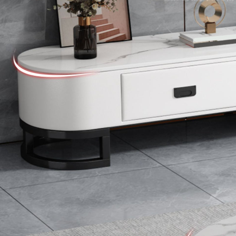 Console TV contemporanea in pietra con contenitore aperto e 2 cassetti