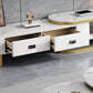 Console TV contemporanea in pietra con contenitore aperto e 2 cassetti