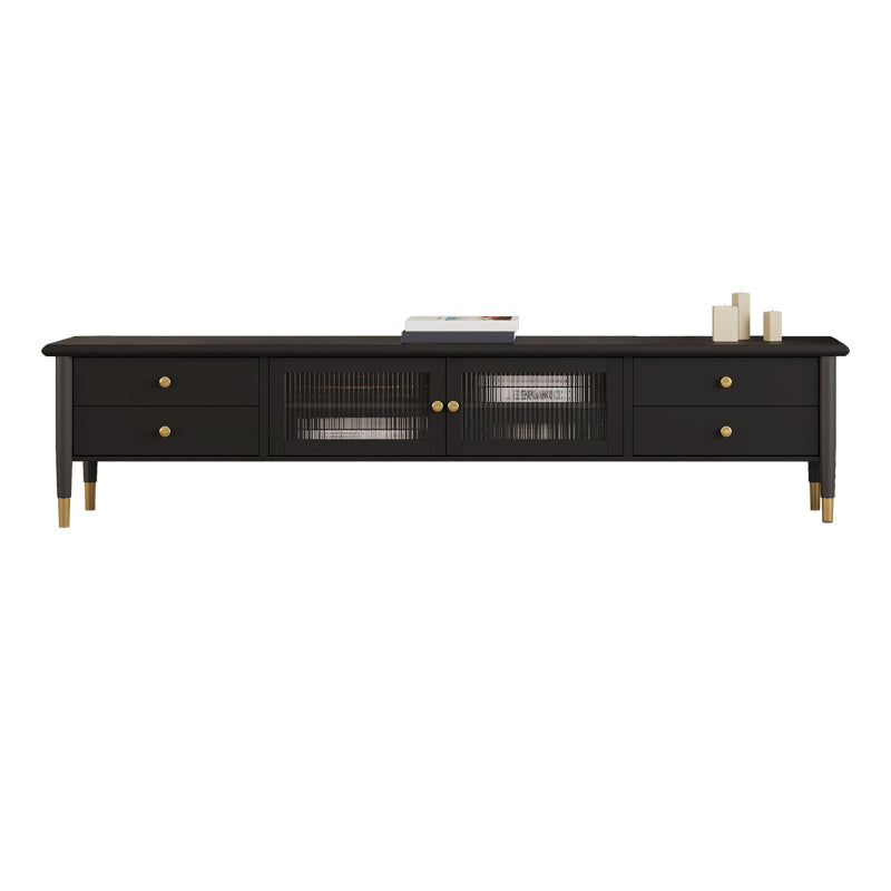 Contemporary Media Console Wood Enclosed Storage TV Console with Doors Black Clearhalo 'furn' 'furn_tv_stands_entertainment_centers' 'Furniture' 'Living Room Furniture' 'TV Stands & Entertainment Centers' 'TV Stands & Media Storage Furniture' 'tv_stands_entertainment_centers' 6943776