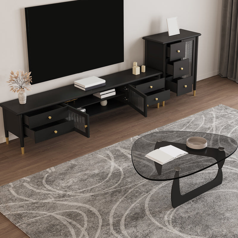 Contemporary Media Console Wood Enclosed Storage TV Console with Doors Clearhalo 'furn' 'furn_tv_stands_entertainment_centers' 'Furniture' 'Living Room Furniture' 'TV Stands & Entertainment Centers' 'TV Stands & Media Storage Furniture' 'tv_stands_entertainment_centers' 6943778