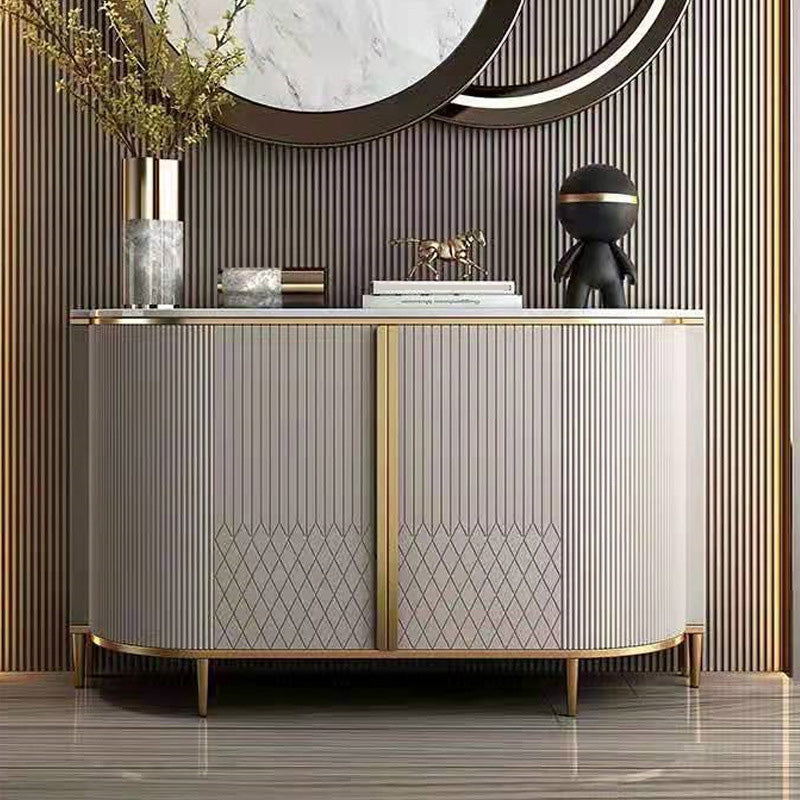 Marble Sideboard Modern & Contemporary Side Board with Cabinets Off-White Clearhalo 'buffet_sideboard' 'Buffets & Sideboards' 'furn' 'furn_buffet_sideboard' 'Furniture' 'Kitchen & Dining Furniture' 6943826