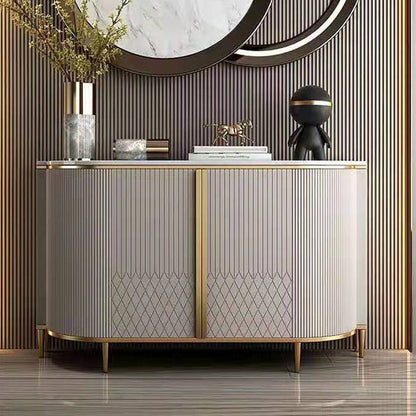 Marble Sideboard Modern & Contemporary Side Board with Cabinets Off-White Clearhalo 'buffet_sideboard' 'Buffets & Sideboards' 'furn' 'furn_buffet_sideboard' 'Furniture' 'Kitchen & Dining Furniture' 6943826