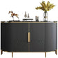 Marble Sideboard Modern & Contemporary Side Board with Cabinets 55"L x 16"W x 35"H Grey Clearhalo 'buffet_sideboard' 'Buffets & Sideboards' 'furn' 'furn_buffet_sideboard' 'Furniture' 'Kitchen & Dining Furniture' 6943830
