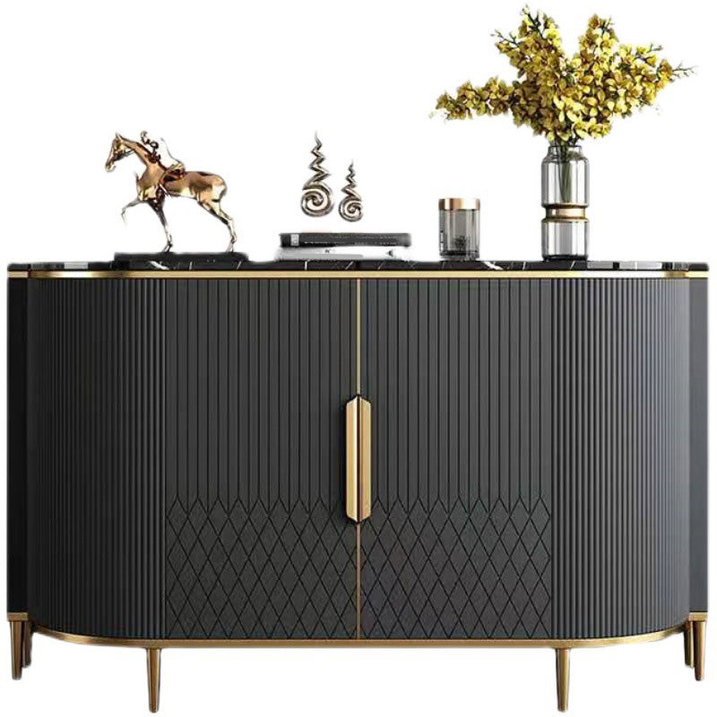 Marble Sideboard Modern & Contemporary Side Board with Cabinets 55"L x 16"W x 35"H Grey Clearhalo 'buffet_sideboard' 'Buffets & Sideboards' 'furn' 'furn_buffet_sideboard' 'Furniture' 'Kitchen & Dining Furniture' 6943830