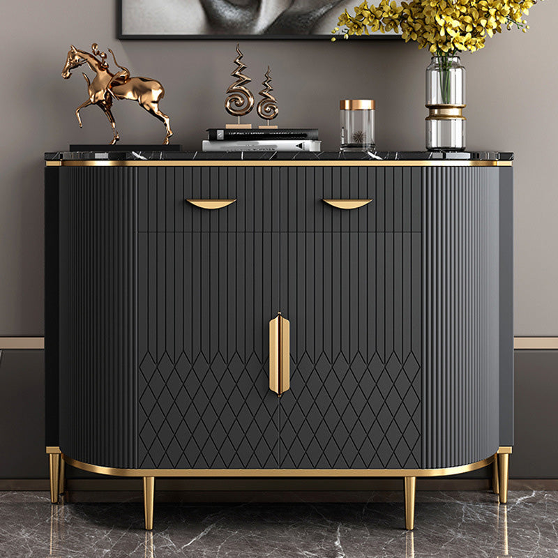 Marble Sideboard Modern & Contemporary Side Board with Cabinets 55"L x 16"W x 43"H Grey Clearhalo 'buffet_sideboard' 'Buffets & Sideboards' 'furn' 'furn_buffet_sideboard' 'Furniture' 'Kitchen & Dining Furniture' 6943831