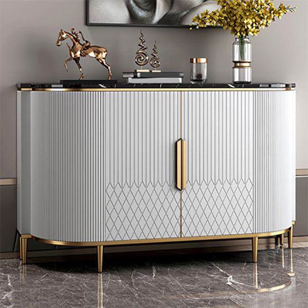 Marble Sideboard Modern & Contemporary Side Board with Cabinets Black White Clearhalo 'buffet_sideboard' 'Buffets & Sideboards' 'furn' 'furn_buffet_sideboard' 'Furniture' 'Kitchen & Dining Furniture' 6943833