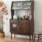 Modern Dining Hutch Pine Sliding Doors Storage Cabinet with Drawers Clearhalo 'Display & China Cabinets' 'display_china_cabinets' 'furn' 'furn_display_china_cabinets' 'Furniture' 'Kitchen & Dining Furniture' 6943846