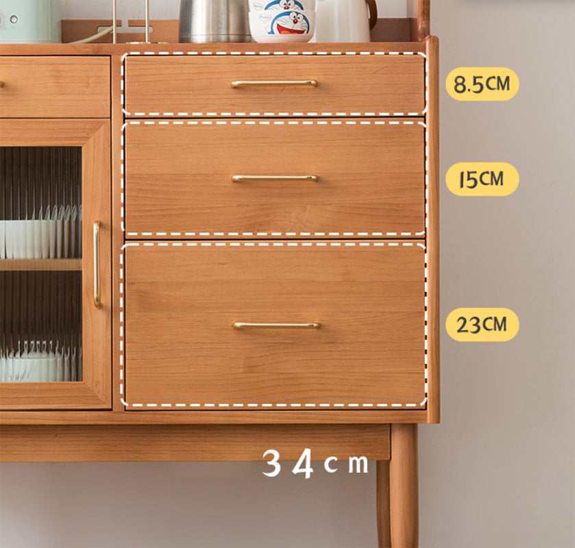 Modern Dining Hutch Pine Sliding Doors Storage Cabinet with Drawers Clearhalo 'Display & China Cabinets' 'display_china_cabinets' 'furn' 'furn_display_china_cabinets' 'Furniture' 'Kitchen & Dining Furniture' 6943858