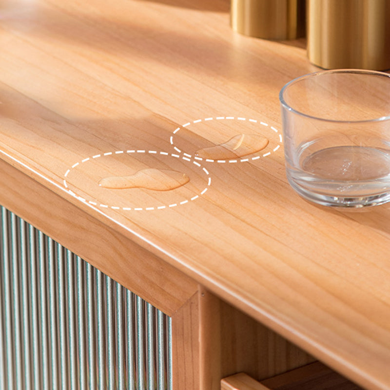 Modern Dining Hutch Pine Sliding Doors Storage Cabinet with Drawers Clearhalo 'Display & China Cabinets' 'display_china_cabinets' 'furn' 'furn_display_china_cabinets' 'Furniture' 'Kitchen & Dining Furniture' 6943861