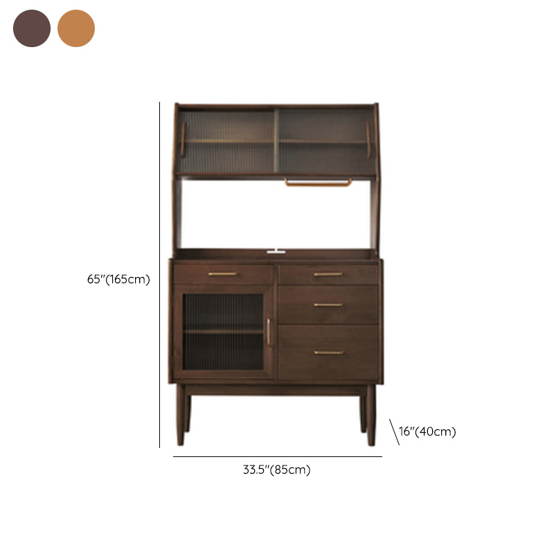 Modern Dining Hutch Pine Sliding Doors Storage Cabinet with Drawers Clearhalo 'Display & China Cabinets' 'display_china_cabinets' 'furn' 'furn_display_china_cabinets' 'Furniture' 'Kitchen & Dining Furniture' 6943862