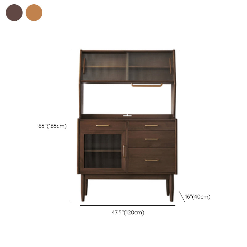 Modern Dining Hutch Pine Sliding Doors Storage Cabinet with Drawers Clearhalo 'Display & China Cabinets' 'display_china_cabinets' 'furn' 'furn_display_china_cabinets' 'Furniture' 'Kitchen & Dining Furniture' 6943864