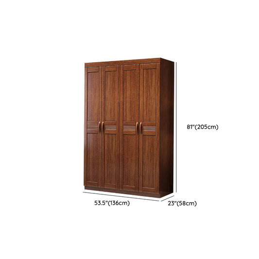 Brown Walnut Solid Wood Wardrobe Traditional Freestanding Wardrobe Armoire
