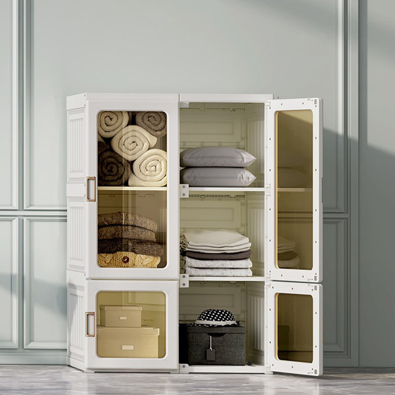Modern Folding Plastic Wardrobe Freestanding Wardrobe with Shelves 27"L x 20"W x 41"H Without Clothing Rod Clearhalo 'Armoires & Wardrobes' 'armoires_wardrobes' 'Bedroom Furniture' 'furn' 'furn_armoires_wardrobes' 'Furniture' 6944399