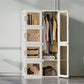 Modern Folding Plastic Wardrobe Freestanding Wardrobe with Shelves 27"L x 20"W x 51"H With Clothing Rod Clearhalo 'Armoires & Wardrobes' 'armoires_wardrobes' 'Bedroom Furniture' 'furn' 'furn_armoires_wardrobes' 'Furniture' 6944401