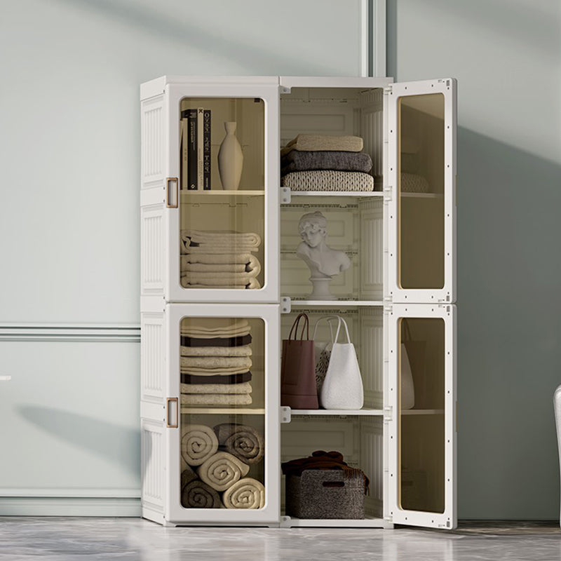 Modern Folding Plastic Wardrobe Freestanding Wardrobe with Shelves 27"L x 20"W x 51"H Without Clothing Rod Clearhalo 'Armoires & Wardrobes' 'armoires_wardrobes' 'Bedroom Furniture' 'furn' 'furn_armoires_wardrobes' 'Furniture' 6944403