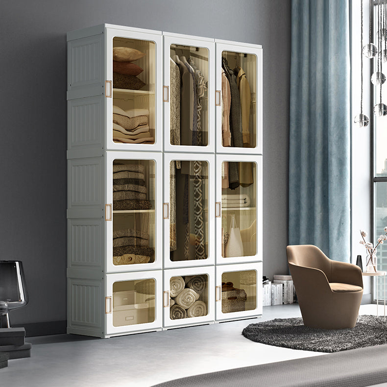 Modern Folding Plastic Wardrobe Freestanding Wardrobe with Shelves Clearhalo 'Armoires & Wardrobes' 'armoires_wardrobes' 'Bedroom Furniture' 'furn' 'furn_armoires_wardrobes' 'Furniture' 6944404