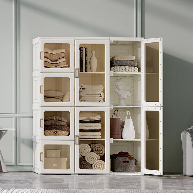 Modern Folding Plastic Wardrobe Freestanding Wardrobe with Shelves 41"L x 20"W x 54"H Without Clothing Rod Clearhalo 'Armoires & Wardrobes' 'armoires_wardrobes' 'Bedroom Furniture' 'furn' 'furn_armoires_wardrobes' 'Furniture' 6944409