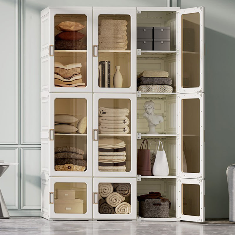 Modern Folding Plastic Wardrobe Freestanding Wardrobe with Shelves 41"L x 20"W x 67"H Without Clothing Rod Clearhalo 'Armoires & Wardrobes' 'armoires_wardrobes' 'Bedroom Furniture' 'furn' 'furn_armoires_wardrobes' 'Furniture' 6944414