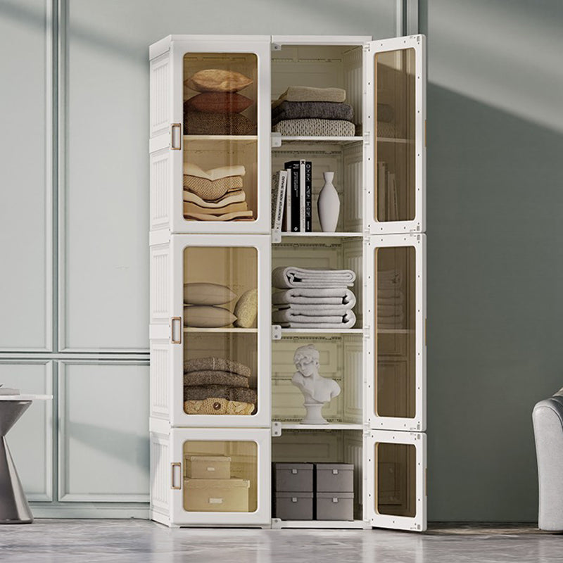 Modern Folding Plastic Wardrobe Freestanding Wardrobe with Shelves 27"L x 20"W x 67"H Without Clothing Rod Clearhalo 'Armoires & Wardrobes' 'armoires_wardrobes' 'Bedroom Furniture' 'furn' 'furn_armoires_wardrobes' 'Furniture' 6944417