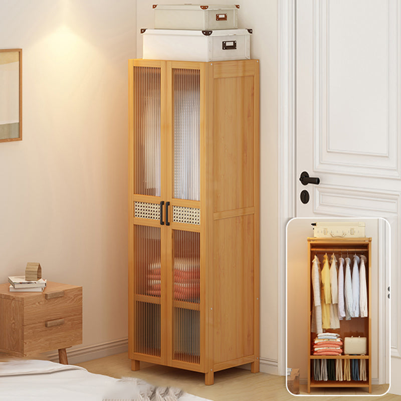 Freestanding Wood Wardrobe Modern Wardrobe with Legs and Shelves 20"L x 17"W x 63"H With Clothing Rod Clearhalo 'Armoires & Wardrobes' 'armoires_wardrobes' 'Bedroom Furniture' 'furn' 'furn_armoires_wardrobes' 'Furniture' 6944448