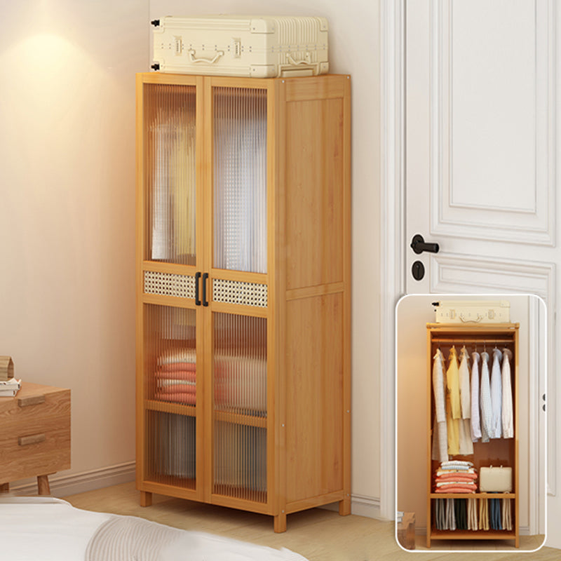 Freestanding Wood Wardrobe Modern Wardrobe with Legs and Shelves 28"L x 17"W x 63"H With Clothing Rod Clearhalo 'Armoires & Wardrobes' 'armoires_wardrobes' 'Bedroom Furniture' 'furn' 'furn_armoires_wardrobes' 'Furniture' 6944452
