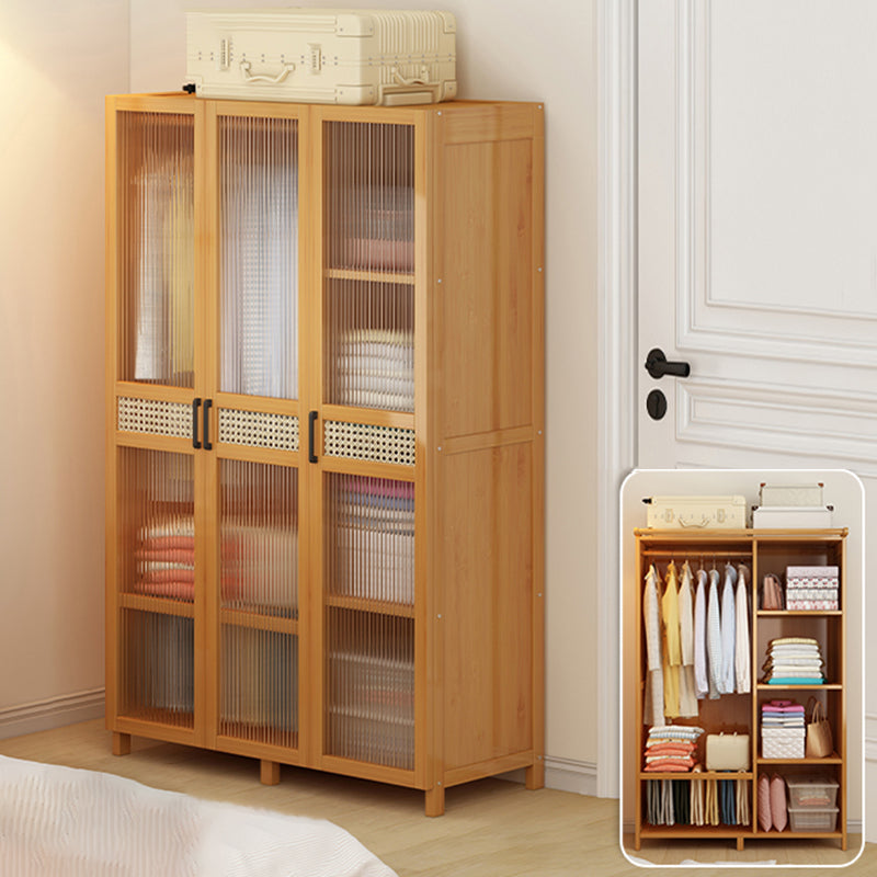 Freestanding Wood Wardrobe Modern Wardrobe with Legs and Shelves 39"L x 17"W x 63"H With Clothing Rod Clearhalo 'Armoires & Wardrobes' 'armoires_wardrobes' 'Bedroom Furniture' 'furn' 'furn_armoires_wardrobes' 'Furniture' 6944456