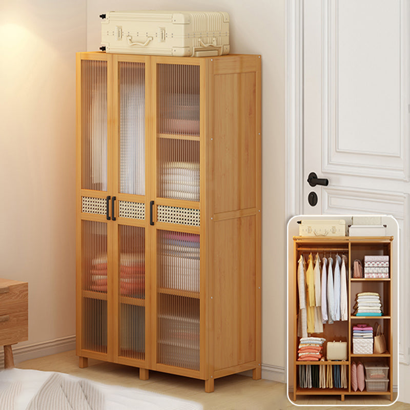 Freestanding Wood Wardrobe Modern Wardrobe with Legs and Shelves 33"L x 17"W x 63"H With Clothing Rod Clearhalo 'Armoires & Wardrobes' 'armoires_wardrobes' 'Bedroom Furniture' 'furn' 'furn_armoires_wardrobes' 'Furniture' 6944458