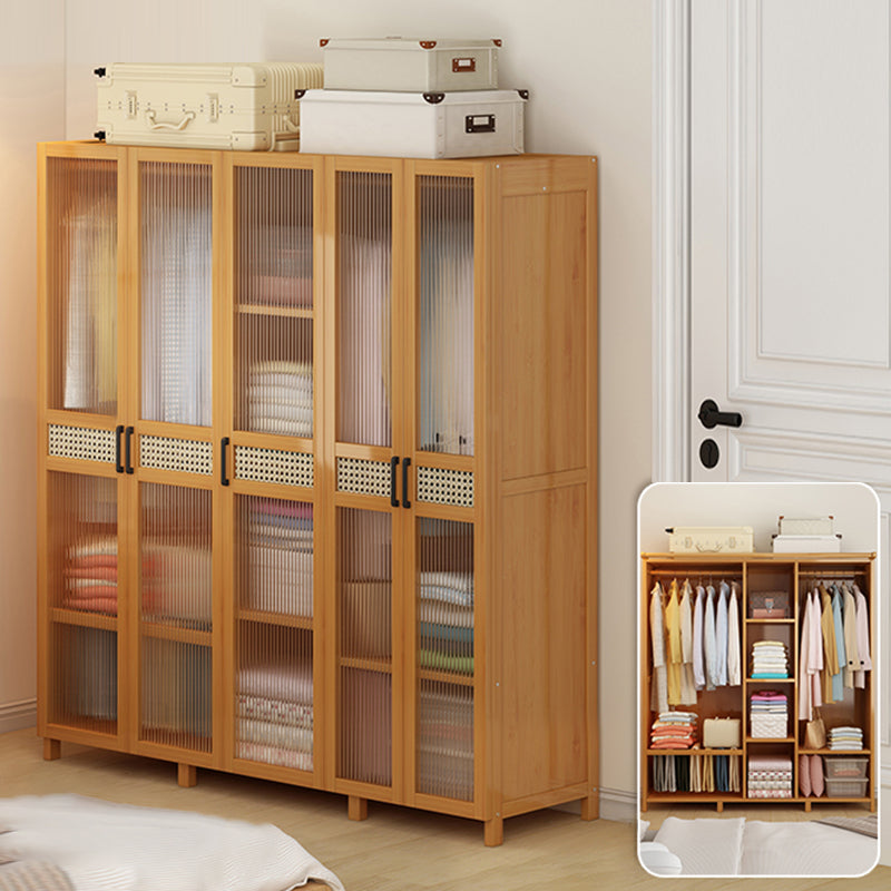 Freestanding Wood Wardrobe Modern Wardrobe with Legs and Shelves 59"L x 17"W x 63"H With Clothing Rod Clearhalo 'Armoires & Wardrobes' 'armoires_wardrobes' 'Bedroom Furniture' 'furn' 'furn_armoires_wardrobes' 'Furniture' 6944459