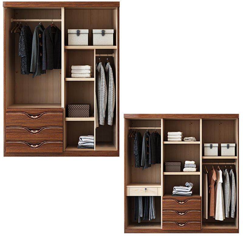 Traditional Walnut Solid Wood Wardrobe Freestanding Wardrobe Armoire with Drawers Clearhalo 'Armoires & Wardrobes' 'armoires_wardrobes' 'Bedroom Furniture' 'furn' 'furn_armoires_wardrobes' 'Furniture' 6944478