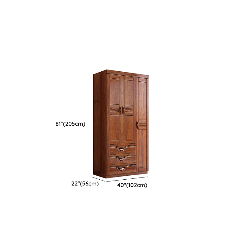 Traditional Walnut Solid Wood Wardrobe Freestanding Wardrobe Armoire with Drawers Clearhalo 'Armoires & Wardrobes' 'armoires_wardrobes' 'Bedroom Furniture' 'furn' 'furn_armoires_wardrobes' 'Furniture' 6944483