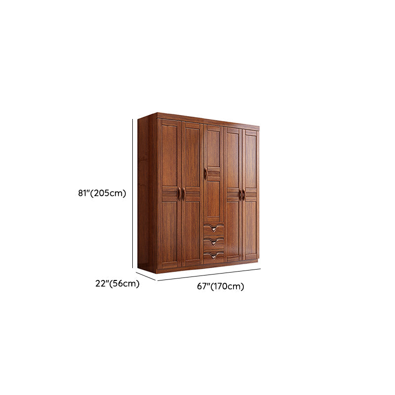 Traditional Walnut Solid Wood Wardrobe Freestanding Wardrobe Armoire with Drawers Clearhalo 'Armoires & Wardrobes' 'armoires_wardrobes' 'Bedroom Furniture' 'furn' 'furn_armoires_wardrobes' 'Furniture' 6944485